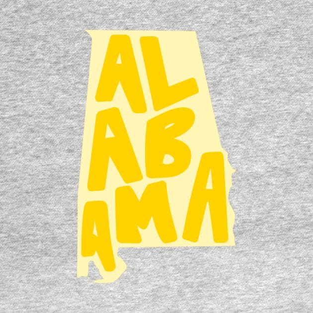 Alabama Doodle Letters Map Outline- yellow by emilystp23